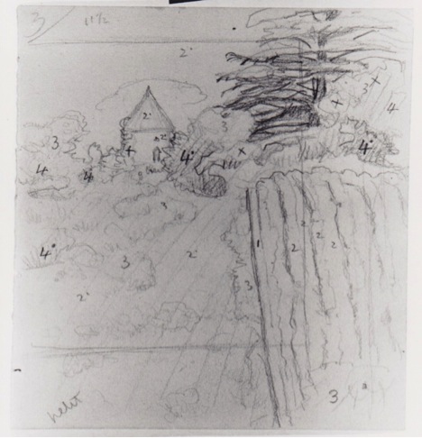 Fig. 1 Félix Vallotton, Côte roussie et tourelle, Champtoceaux, pencil on paper, 15.5 x 11.5 cm. Private collection, France. © Fondation Félix Vallotton, Lausanne